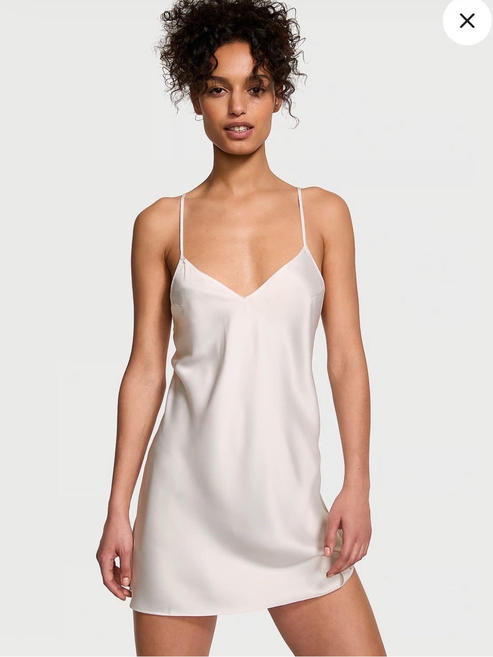 Victoria's Secret off white Satin Silk Slip Dress Sleep wear sz S